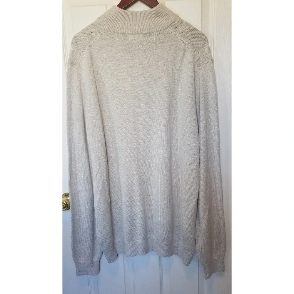 Van Heusen Sweater Men 2XL 1/4 zip Knit Pullover Classic Stone Casual Formal NEW